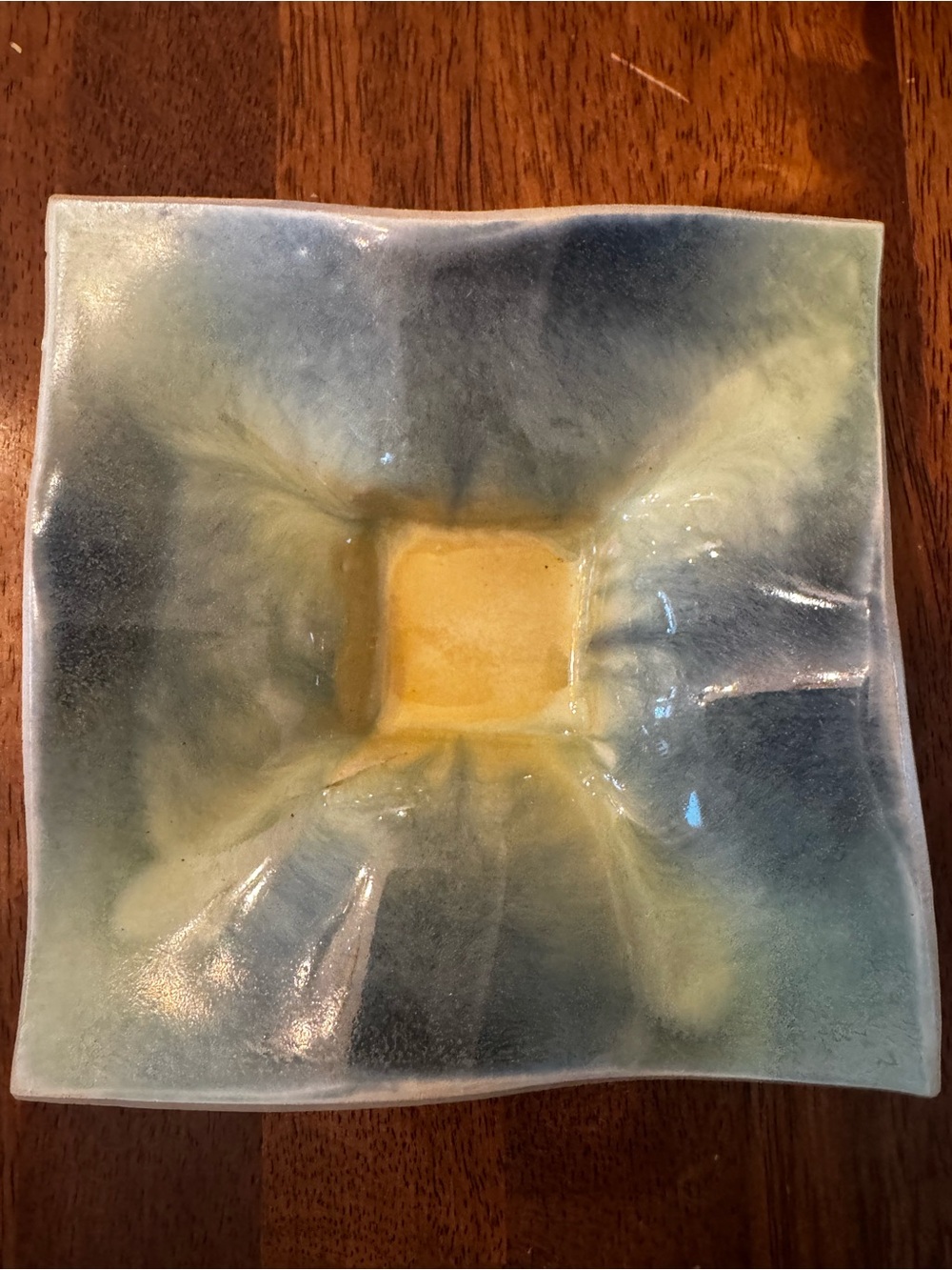 Hand Made Ceramic Clay Art Pottery Votive Candle Holder / Trinket Tray Signed